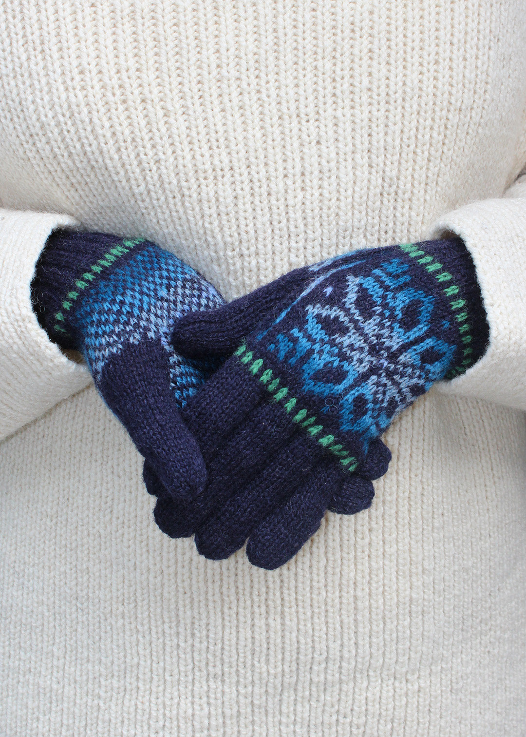 Shetland Fair Isle Gloves Blue