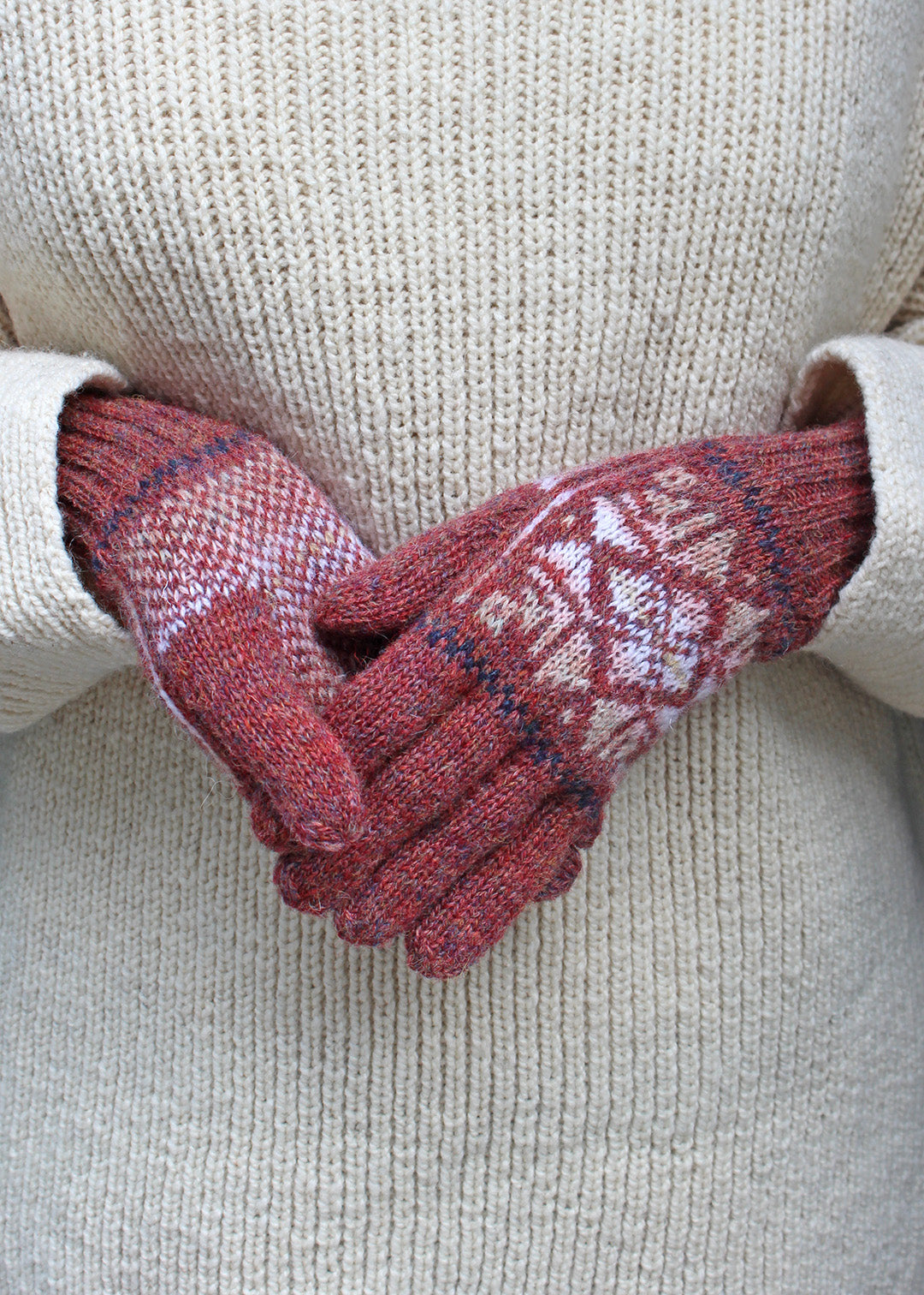 Shetland Fair Isle Gloves Pink