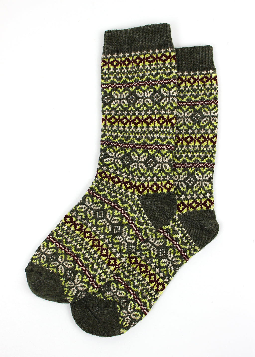Fair Isle Lambswool Socks Loden