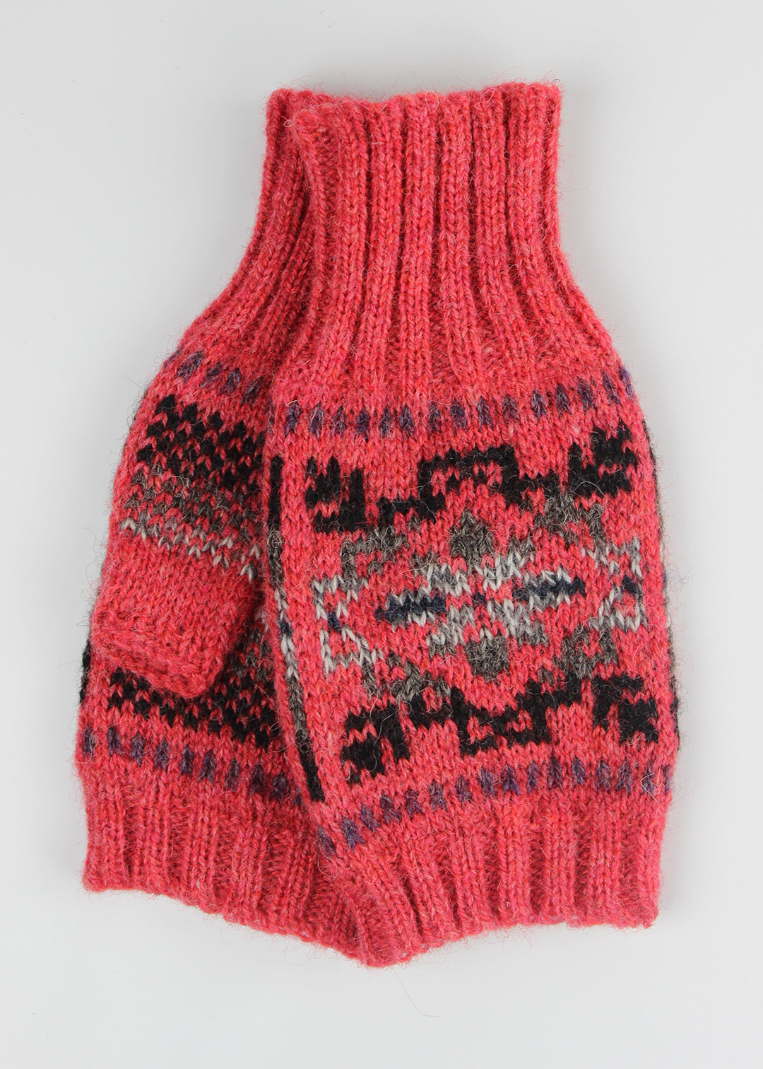 Shetland Fair Isle Fingerless Mitts Berry