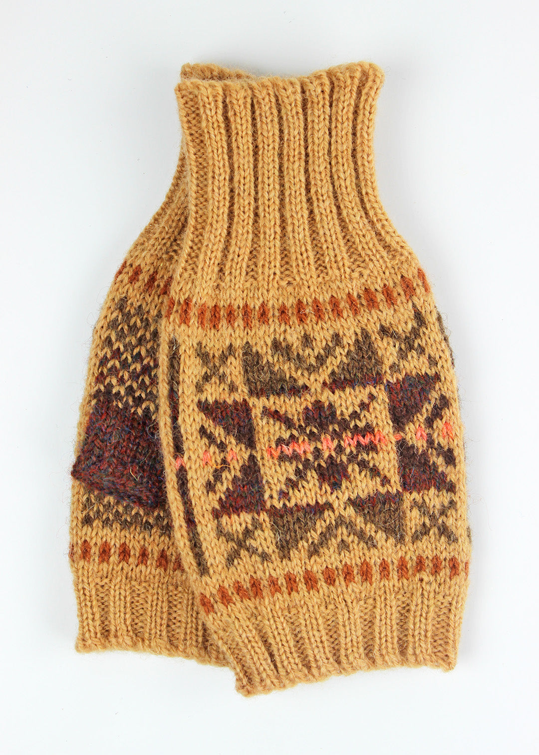Shetland Fair Isle Fingerless Mitts Ginger