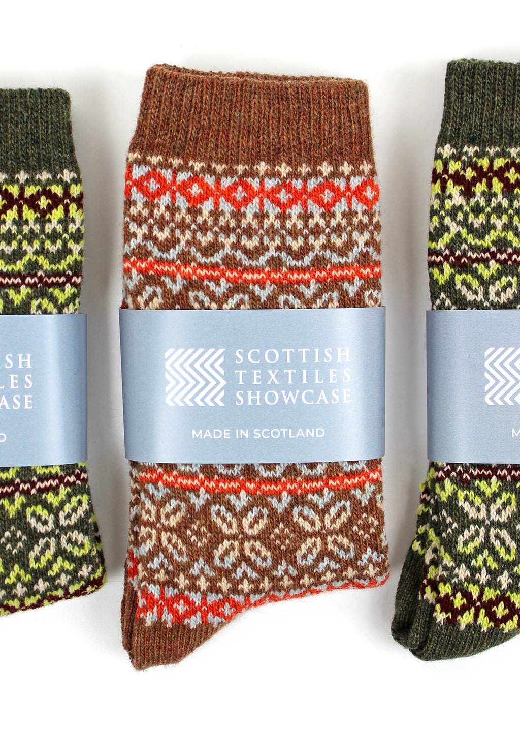 Fair Isle Lambswool Socks Hazelnut