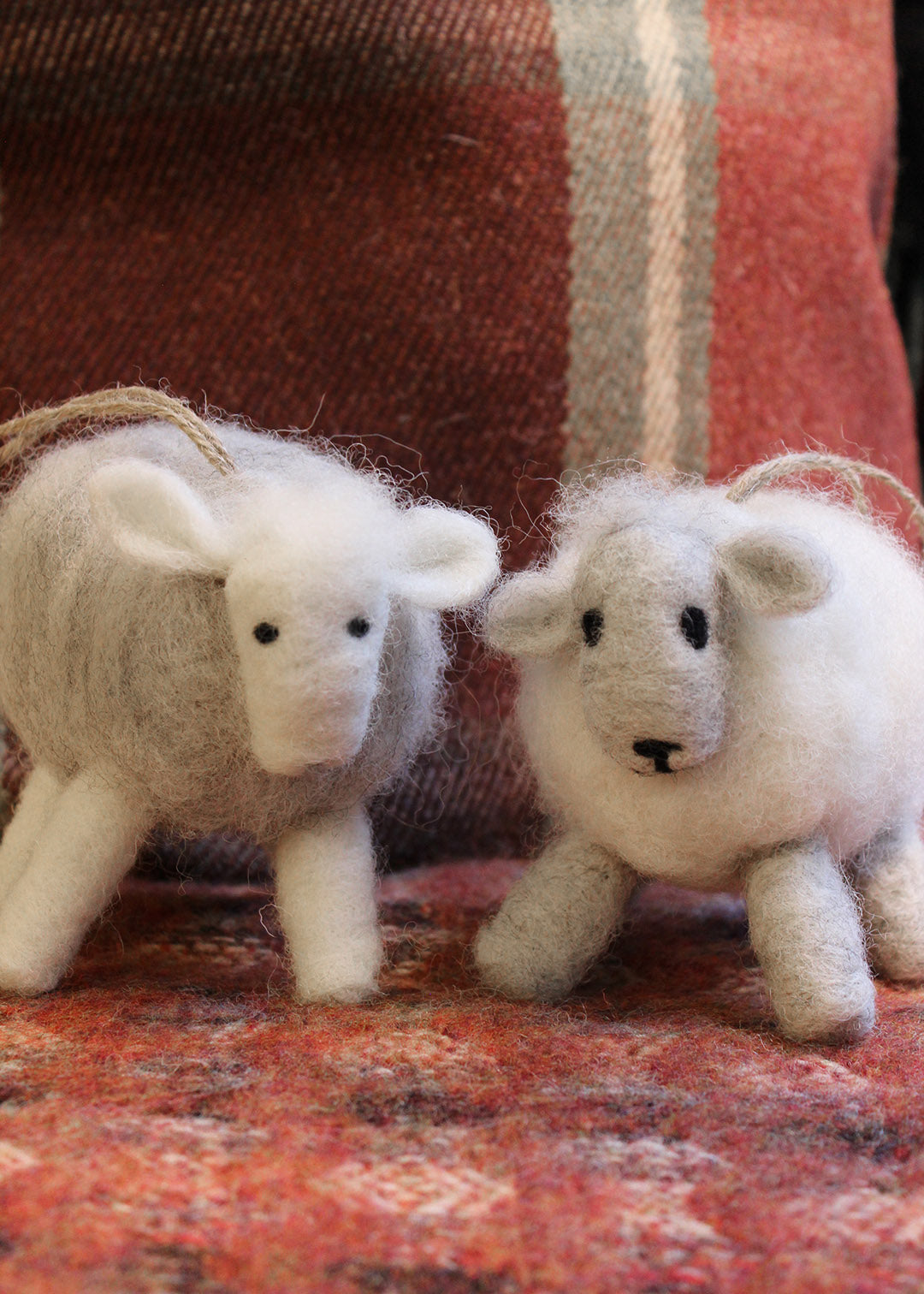 Handmade felted sheep decoration made with wool from the Scottish Borders.