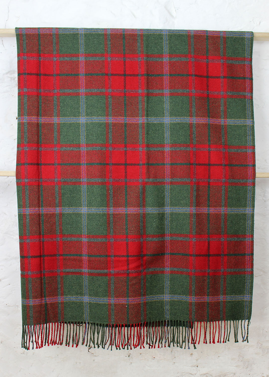 Wool red and green tartan throw. Scottish Textiles Showcase.