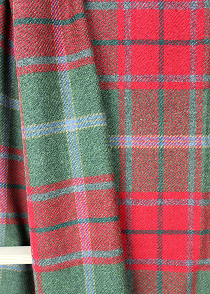 Wool red and green tartan throw. Scottish Textiles Showcase.