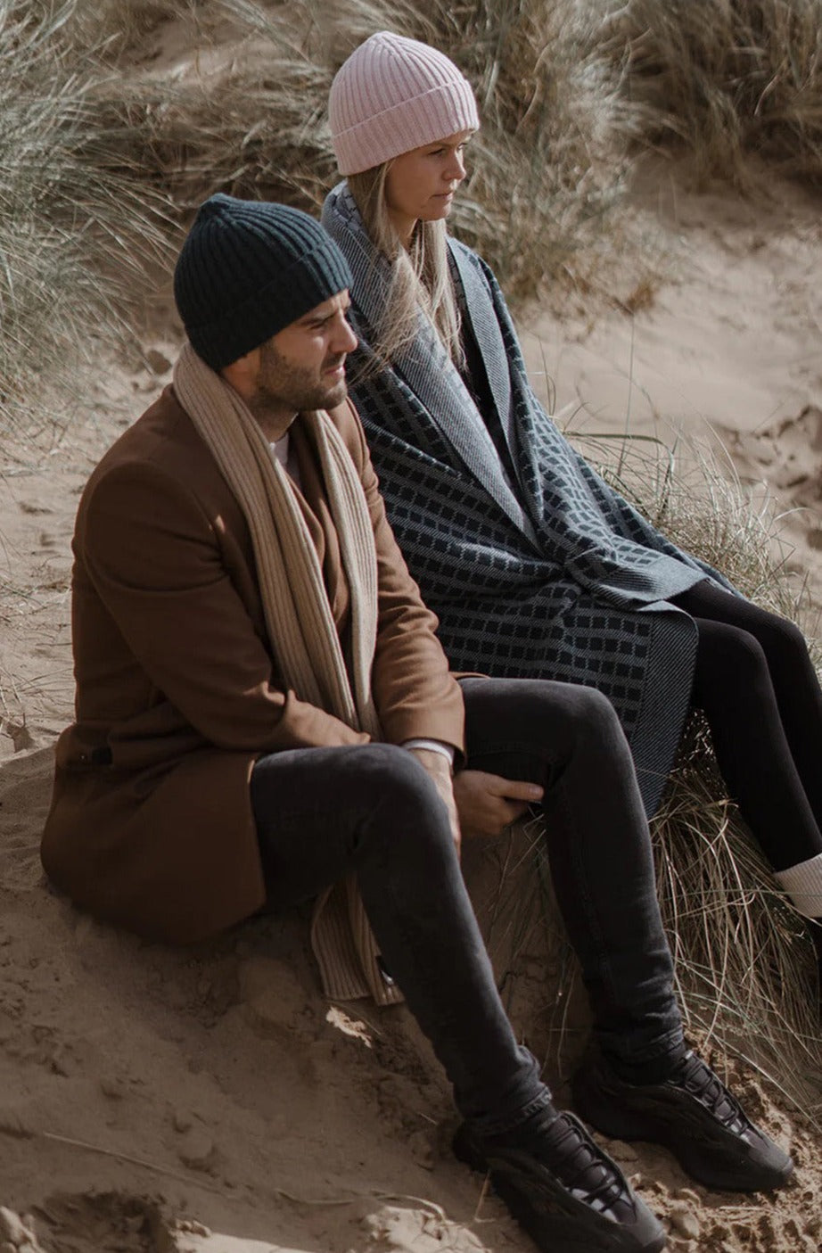 Ribbed knit beanie hat in deep petrol blue hue knitted in Ayrshire. Scottish Textiles Showcase.