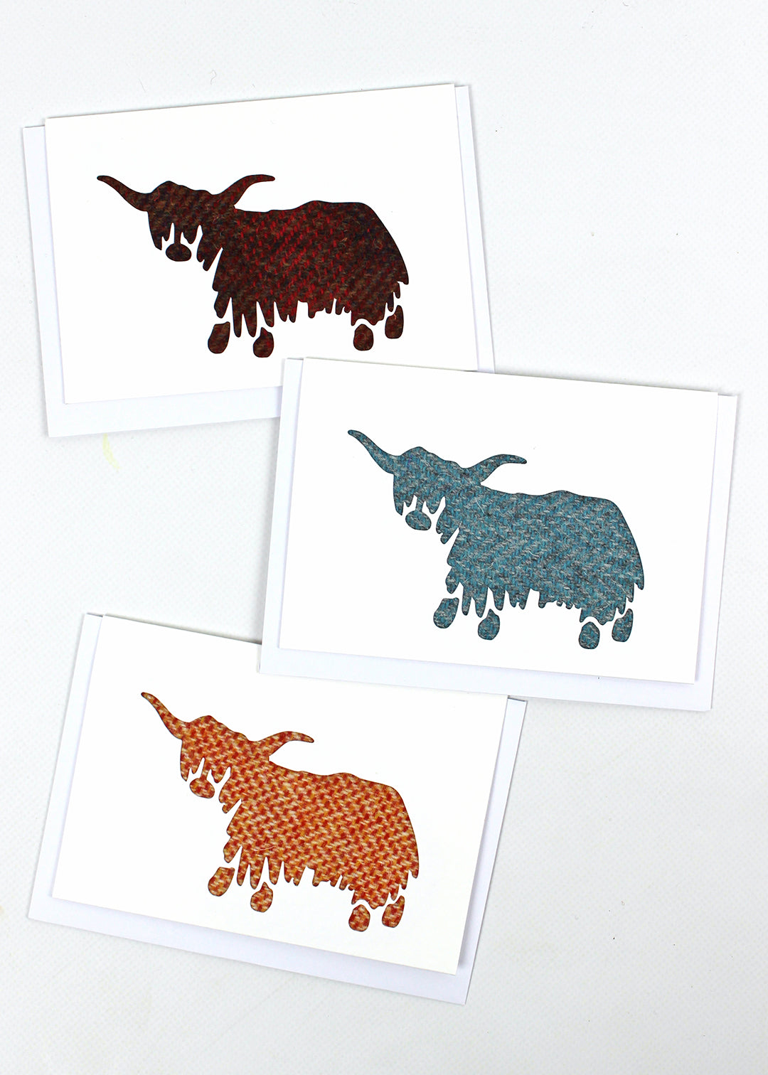 Highland Cow Harris Tweed Greetings Card