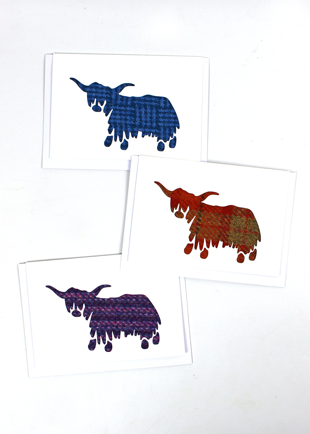Highland Cow Harris Tweed Greetings Card