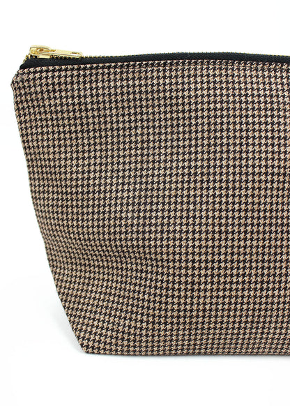 Houndstooth Tweed Zip Bag Large