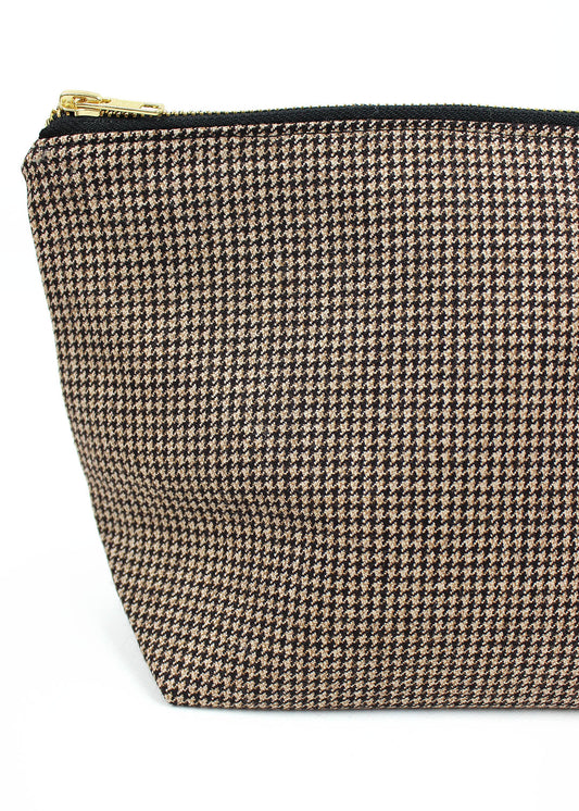 Houndstooth Tweed Zip Bag Large
