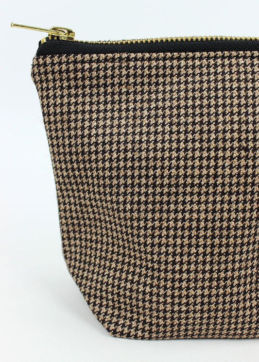 Houndstooth Tweed Zip Bag Small