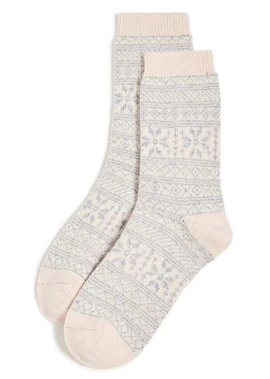 Cashmere Bed Socks Ivory Snowflake
