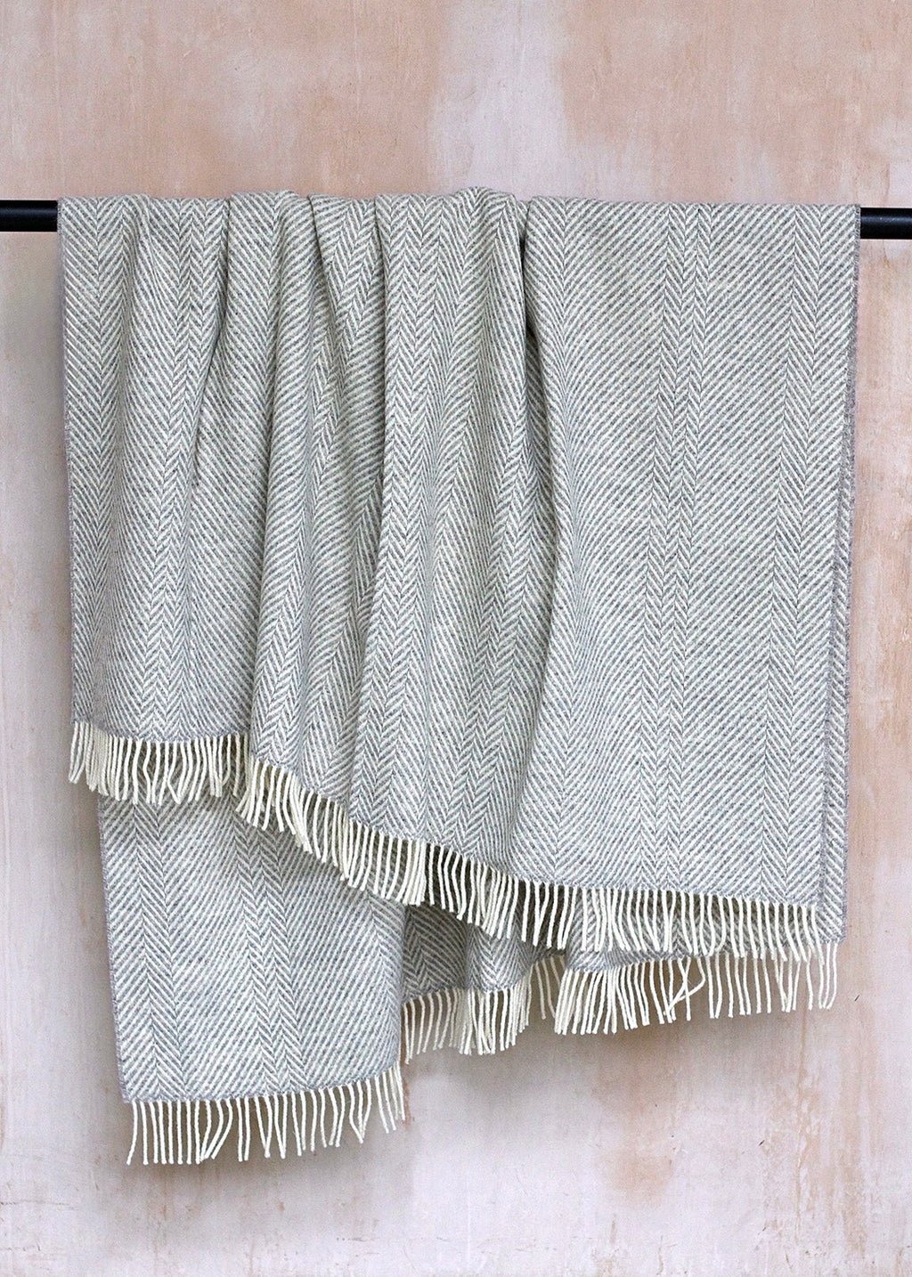 Jacob blanket silver made from un-dyed wool. Scottish Textiles Showcase.