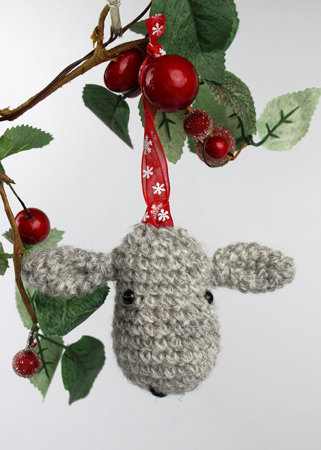 Handmade crochet sheep decoration made with wool from the Scottish Borders.