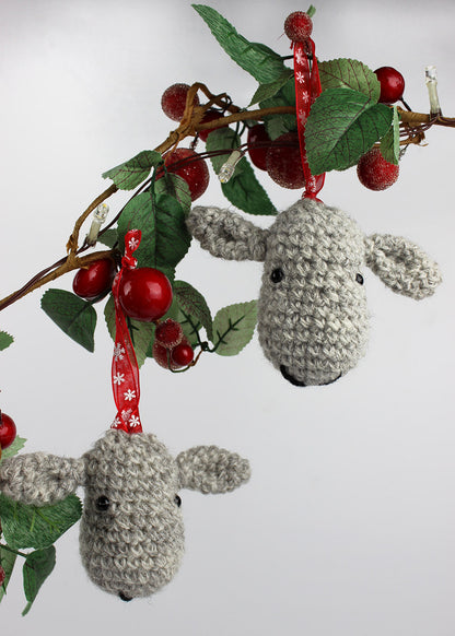 Handmade crochet sheep decoration made with wool from the Scottish Borders.