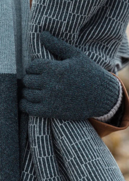 Lambswool gloves in dark blue lugano colour. Scottish Textiles Showcase.
