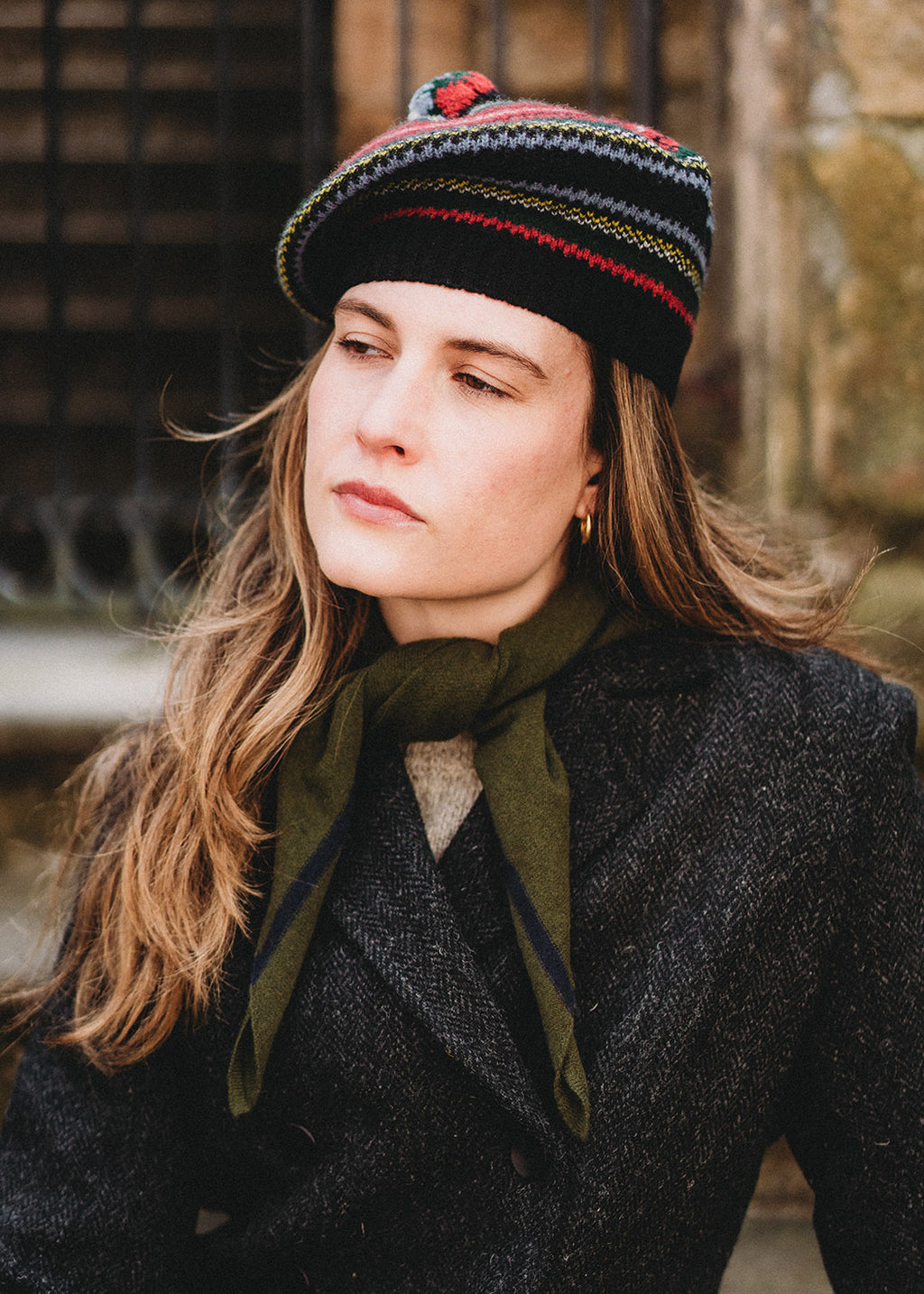 Black Stewart Tartan Beret