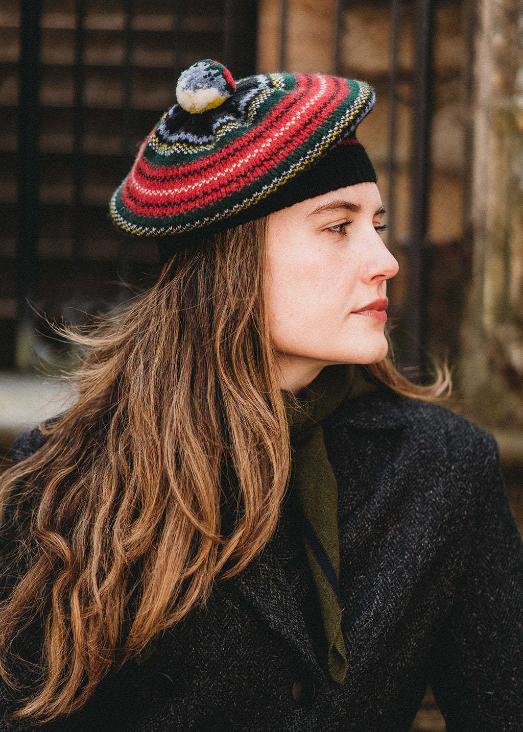 Black Stewart Tartan Beret