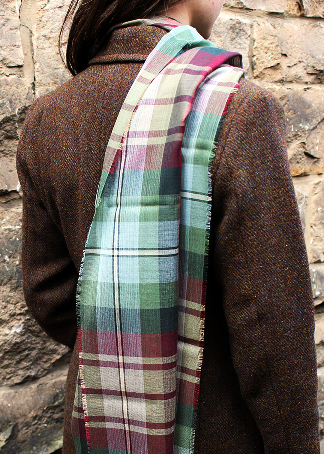 Super fine merino wool stole in the Auld Scotland tartan