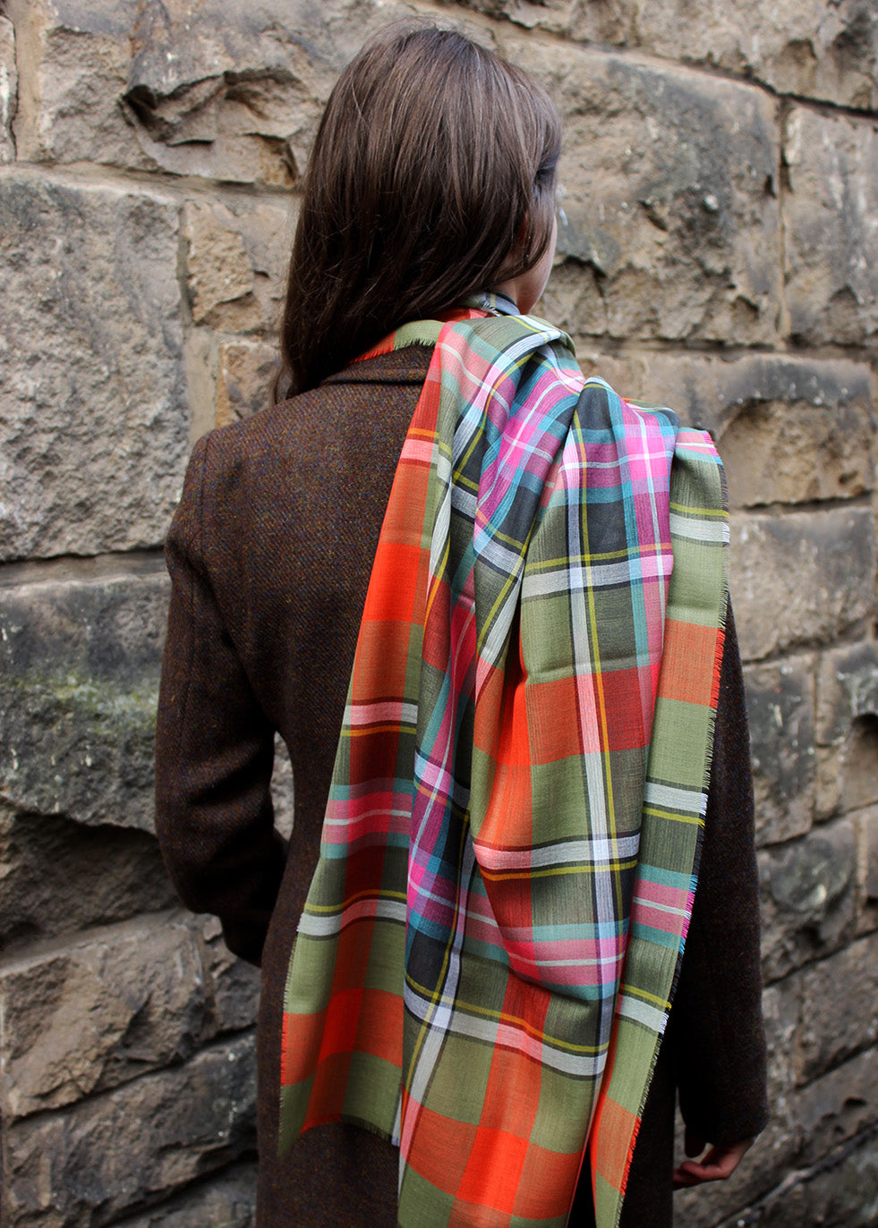 Super fine merino wool stole in the Bruce of Kinnaird tartan