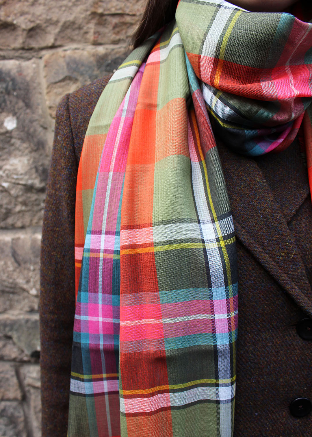 Super fine merino wool stole in the Bruce of Kinnaird tartan