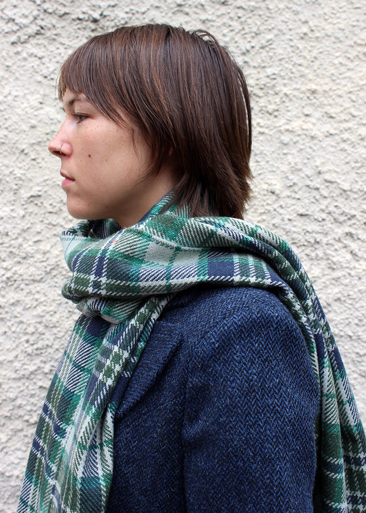 Pine Plaid Wool Cotton Blanket Scarf