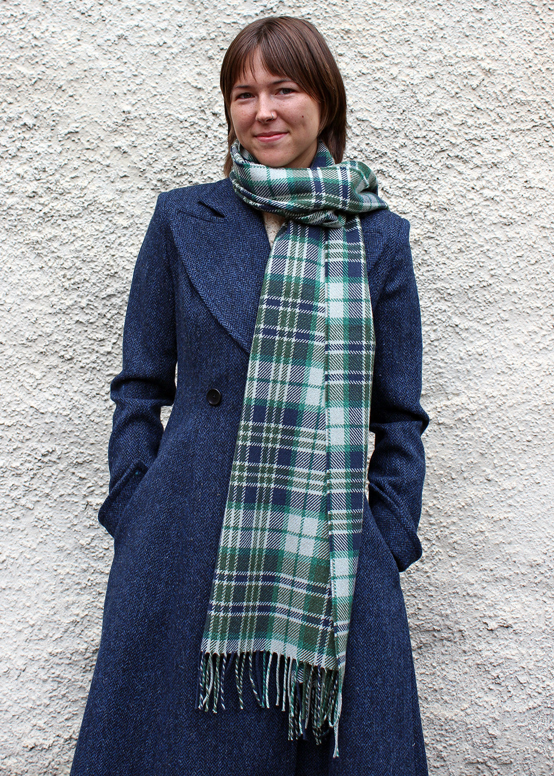 Pine Plaid Wool Cotton Blanket Scarf