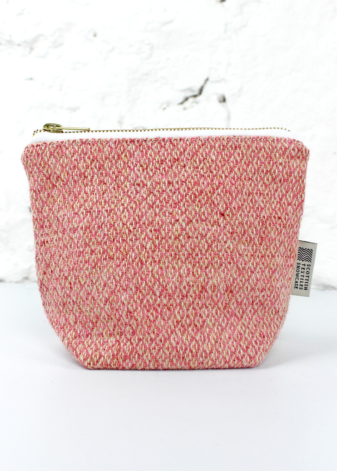 Pink Diamond Harris Tweed Zip Bag Small