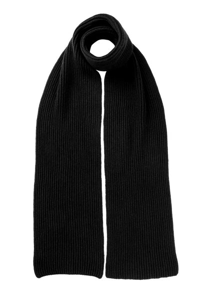 Cashmere Ribbed Scarf Black