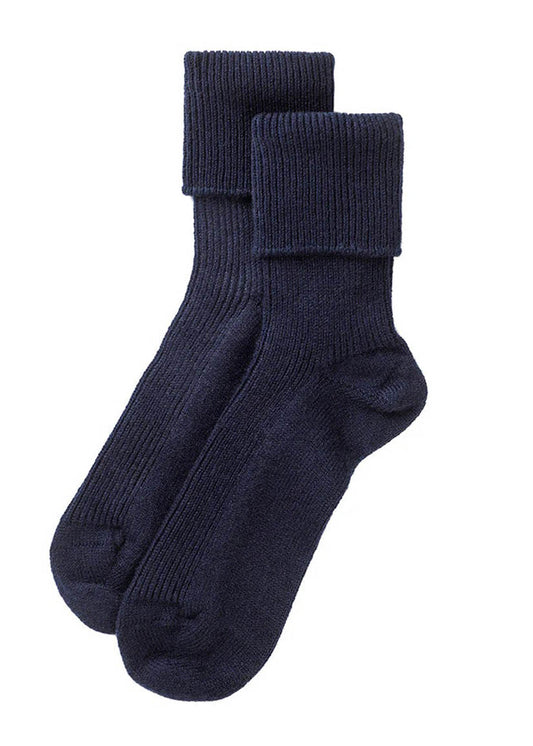 Cashmere Bed Socks Navy