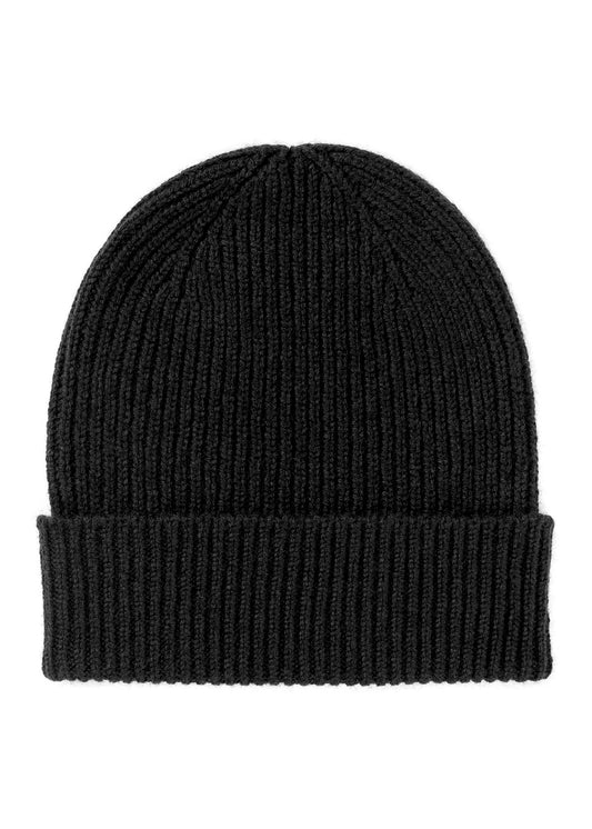 Cashmere Ribbed Beanie Black