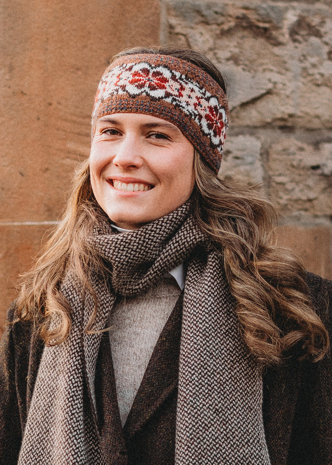 Shetland Fair Isle knitted headband made from Shetland wool.