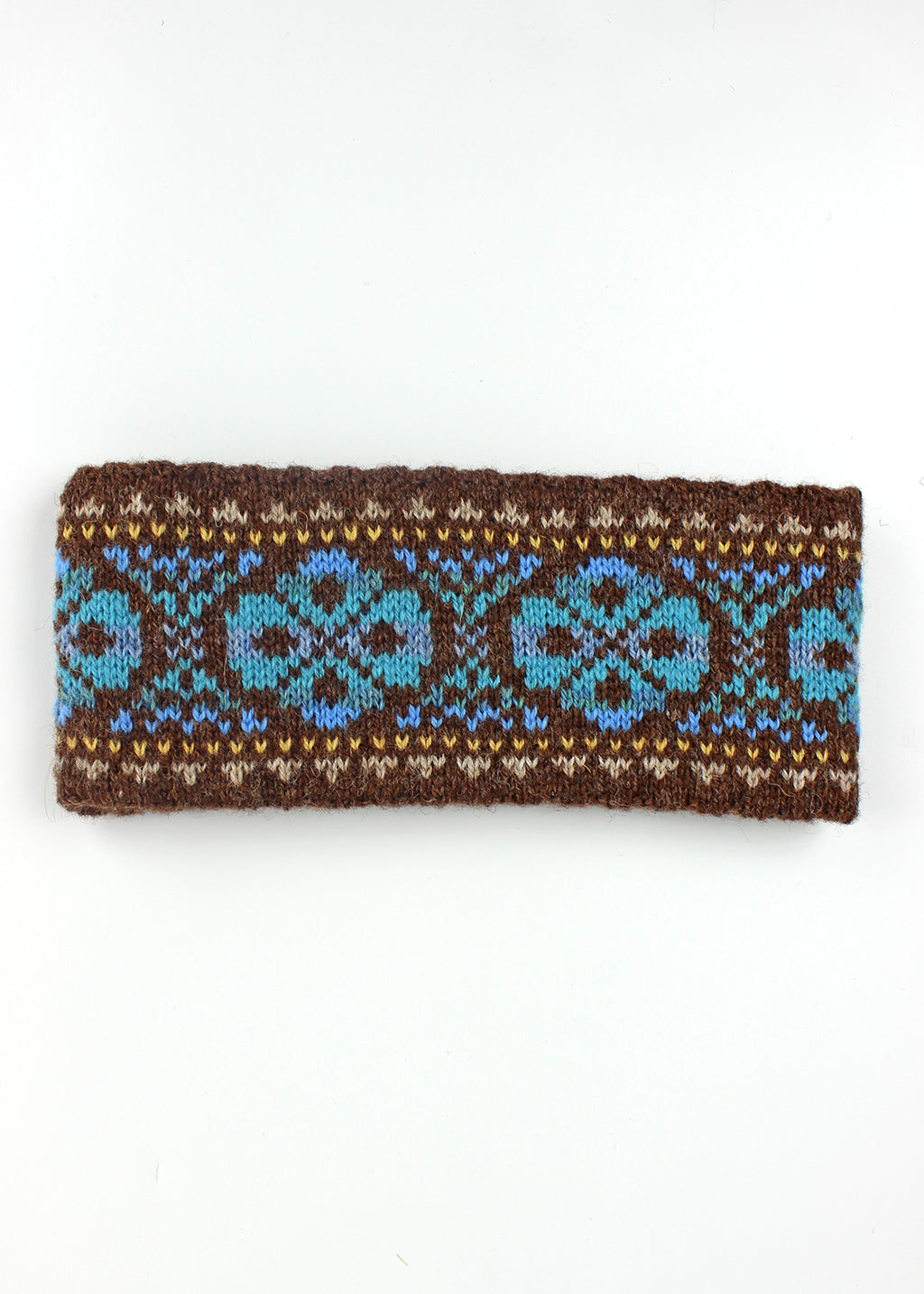 Shetland Fair Isle Knitted Headband Brown