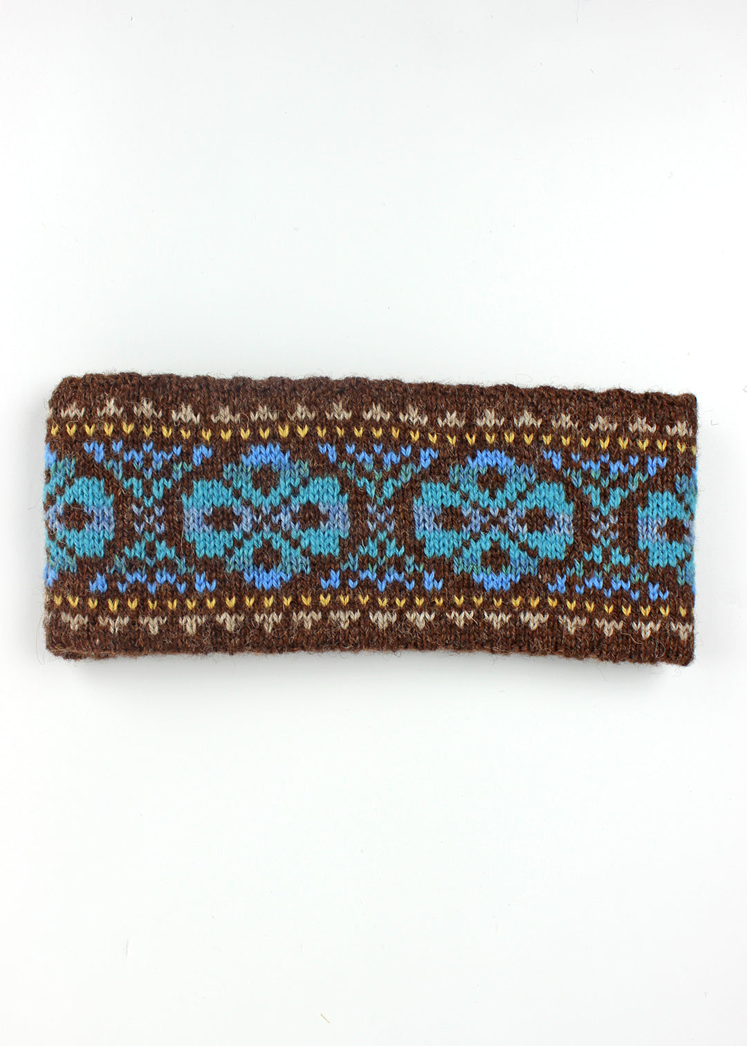 Shetland Fair Isle Knitted Headband Brown