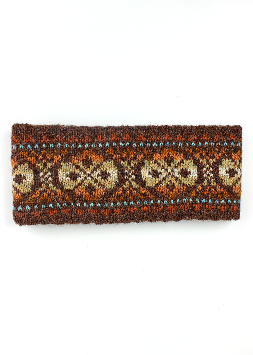 Shetland Fair Isle Knitted Headband Brown