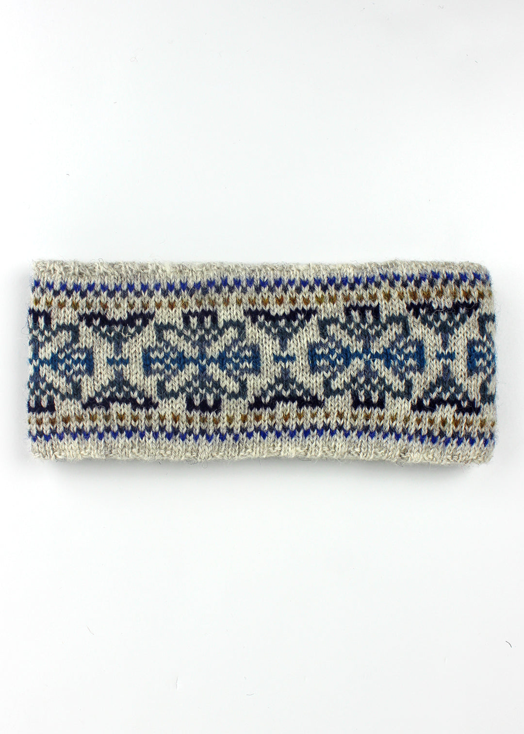 Shetland Fair Isle Knitted Headband Grey