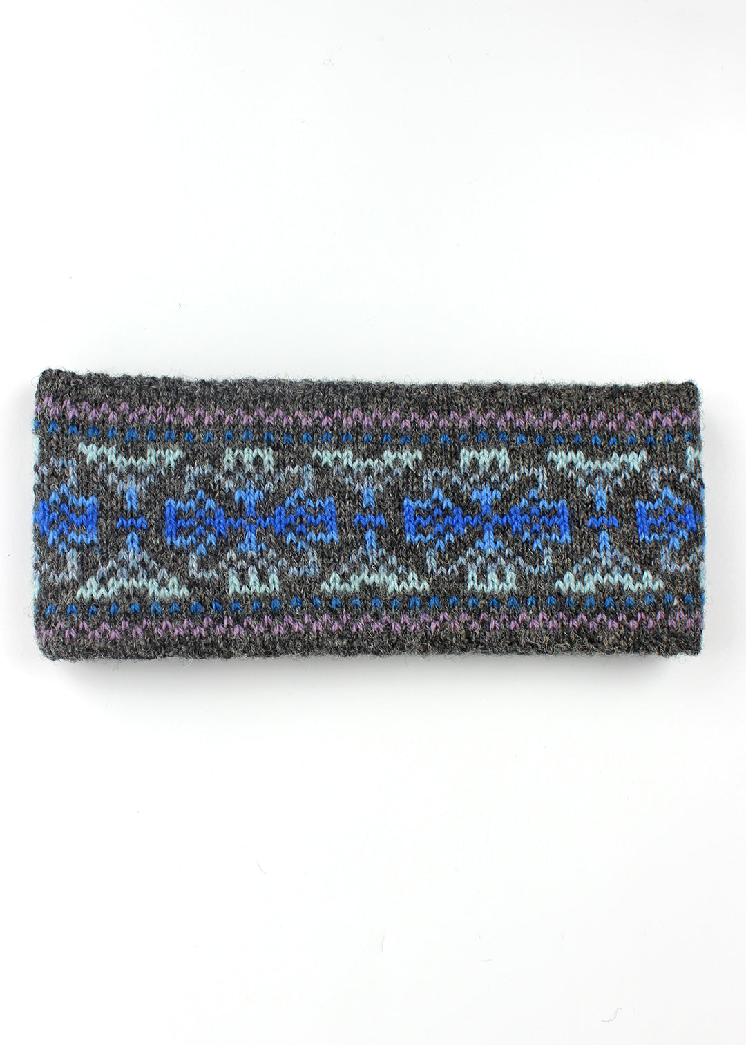 Shetland Fair Isle Knitted Headband Grey
