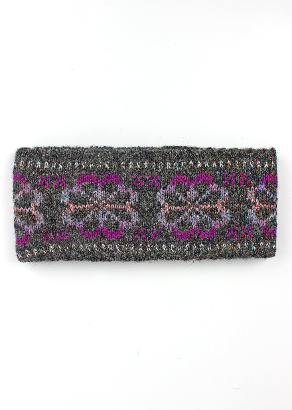Shetland Fair Isle Knitted Headband Grey