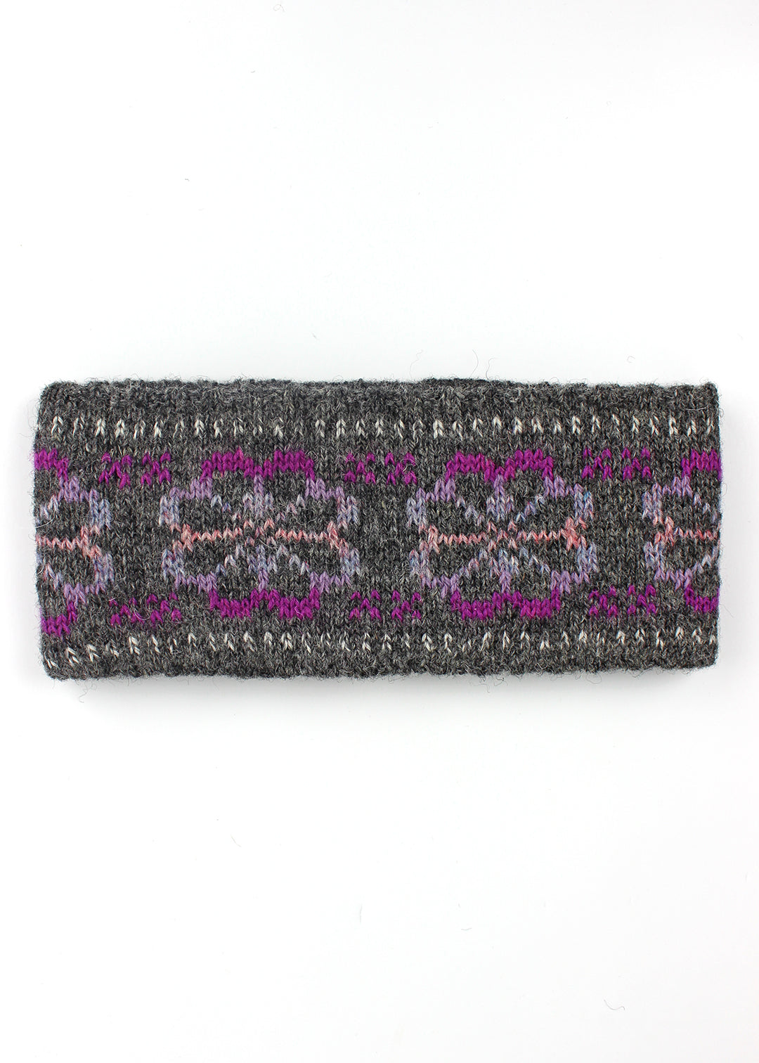 Shetland Fair Isle Knitted Headband Grey