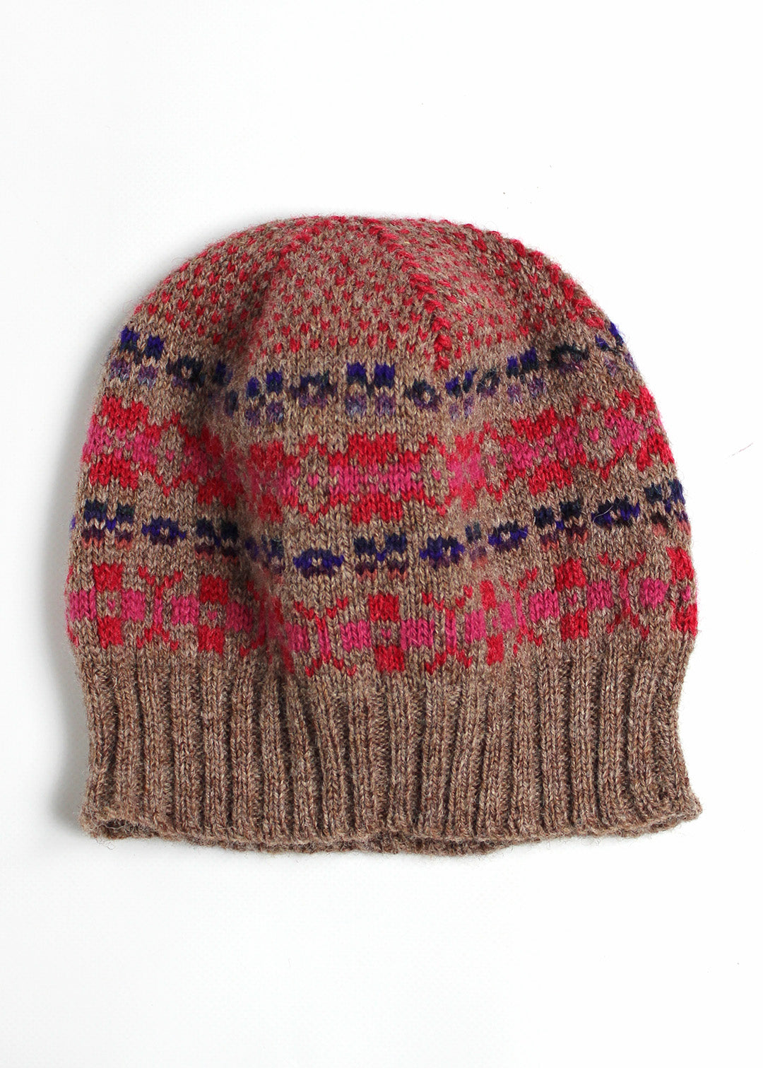 Shetland Fair Isle Hat Brown