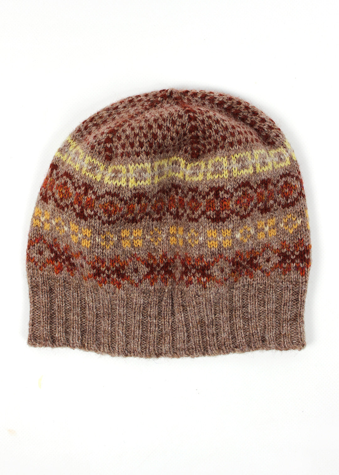 Shetland Fair Isle Hat Brown