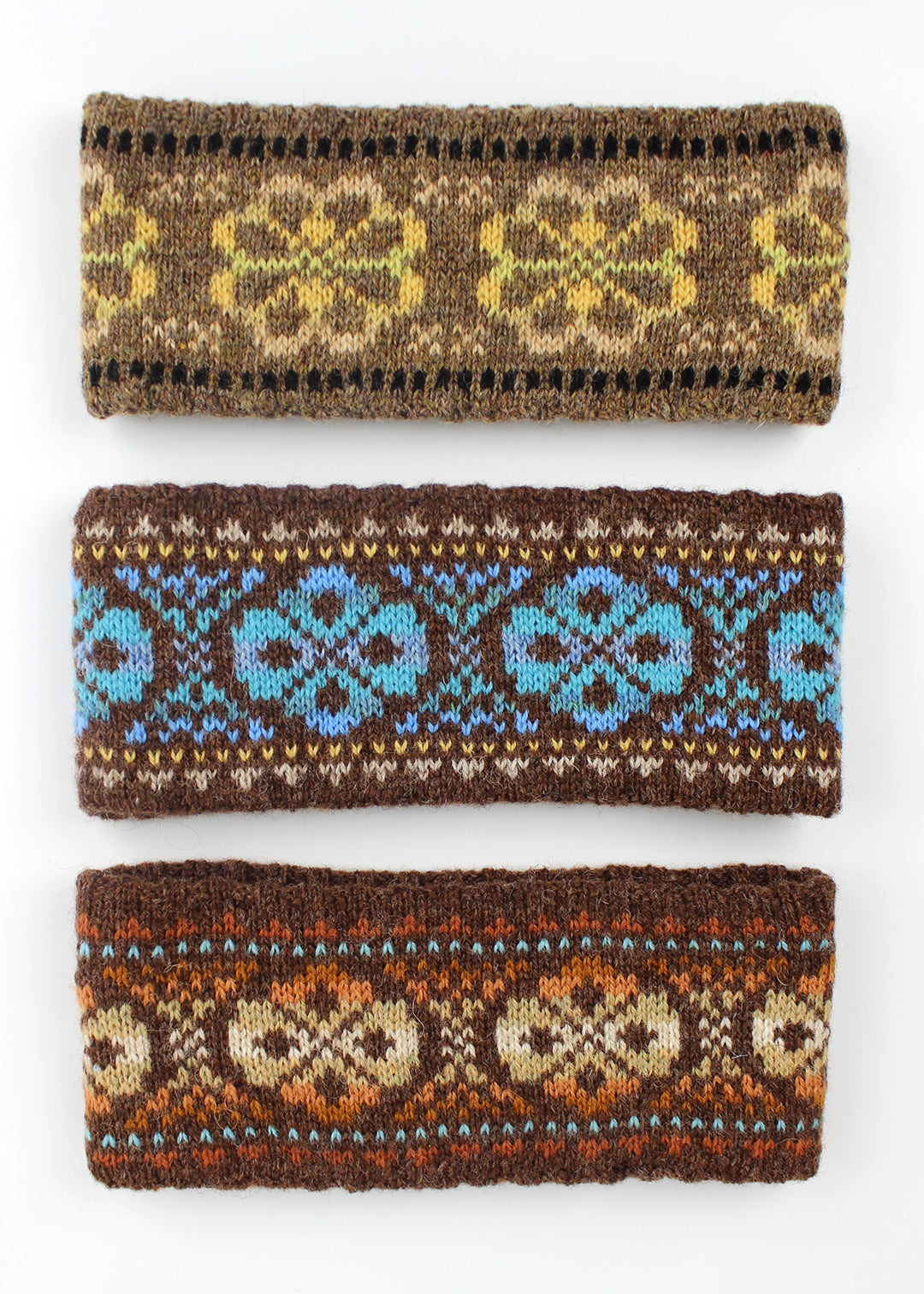 Shetland Fair Isle Knitted Headband Brown