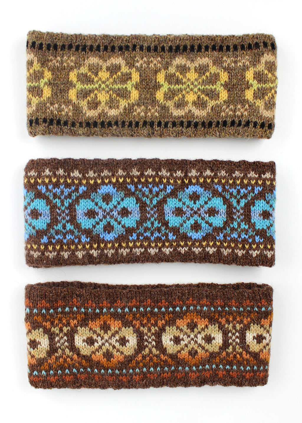 Shetland Fair Isle Knitted Headband Brown