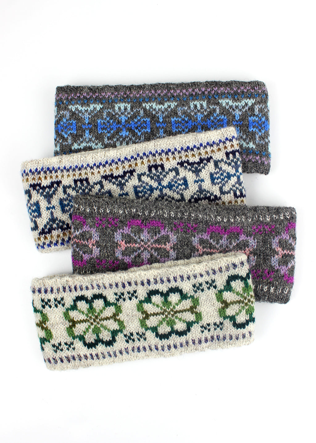 Shetland Fair Isle Knitted Headband Grey