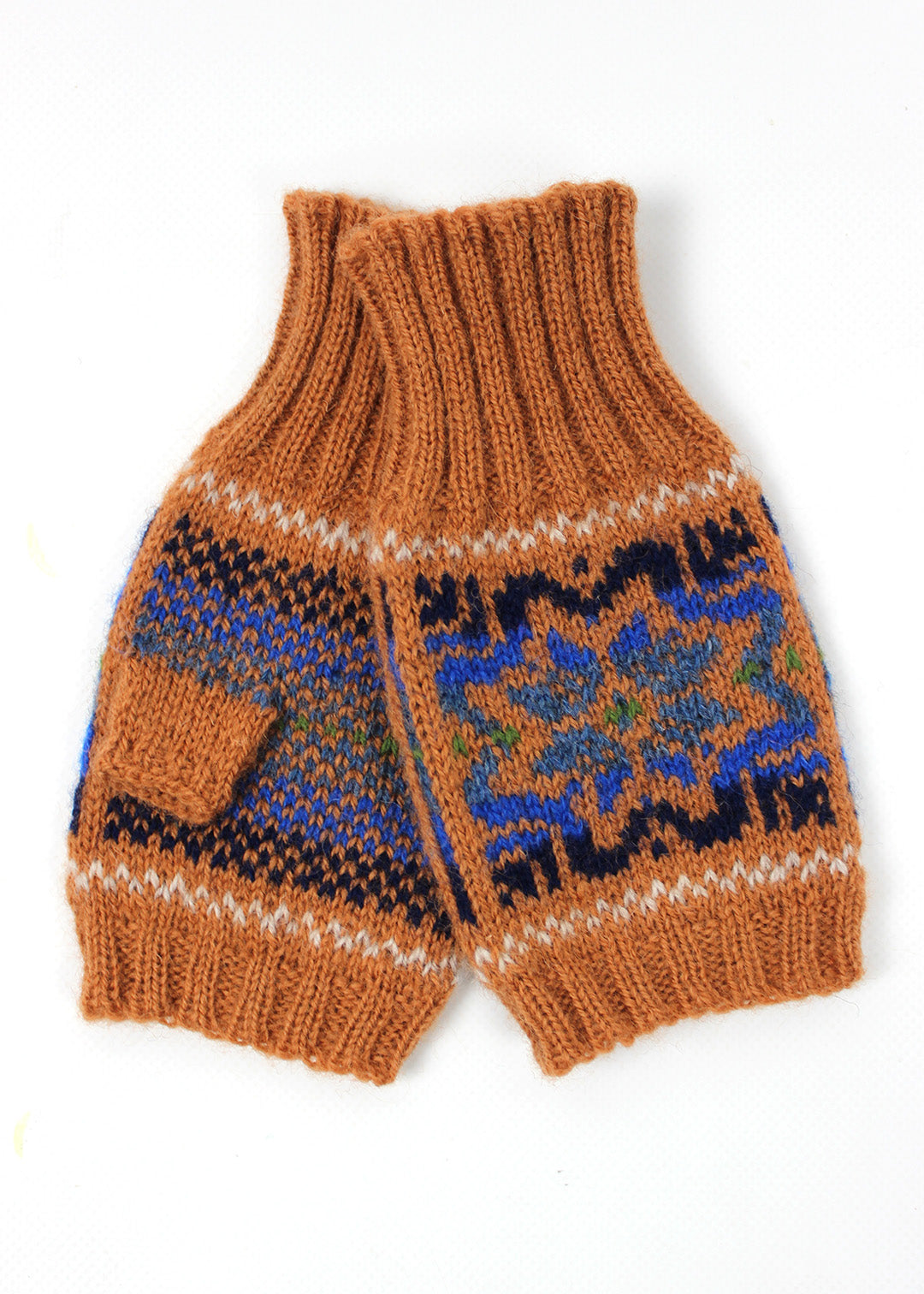 Shetland Fair Isle Fingerless Mitts Pumpkin