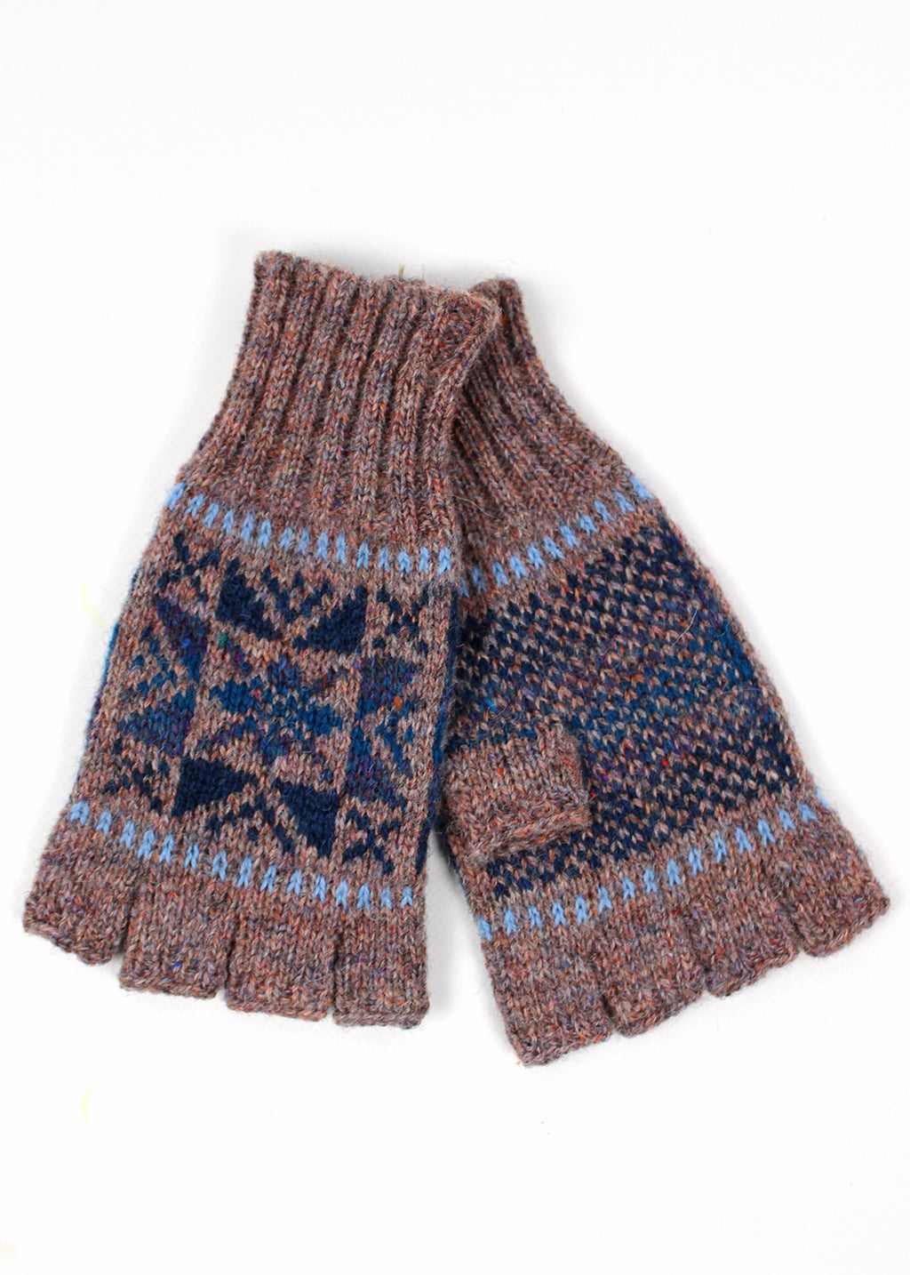 Shetland Fair Isle Fingerless Gloves Mauve