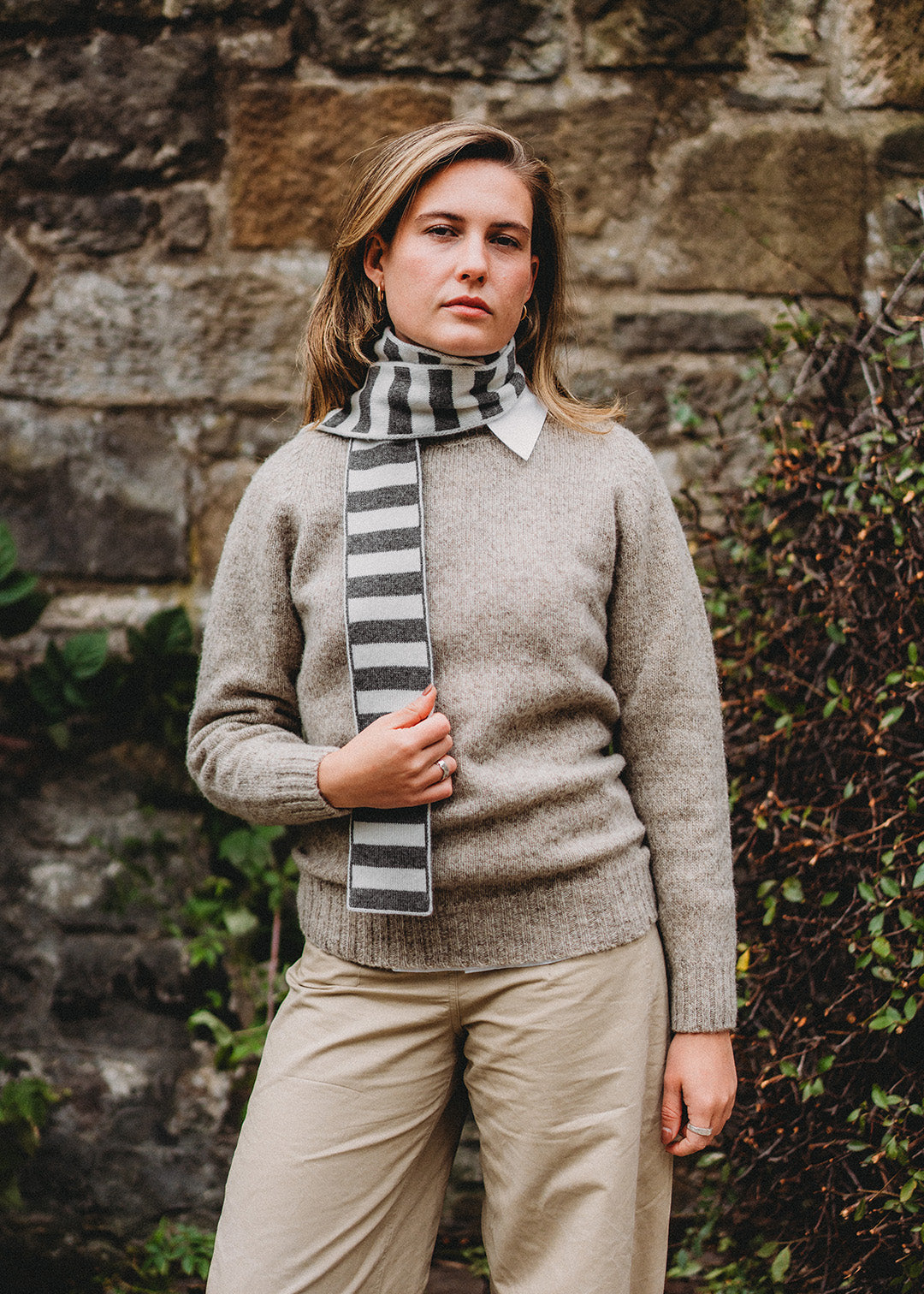 Skinny Stripe Scarf Granite Grey