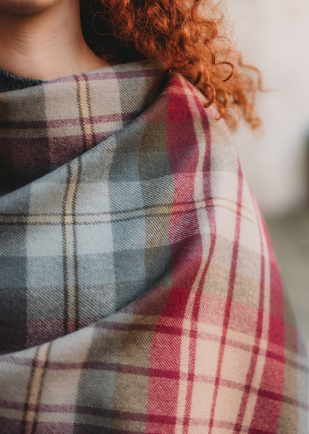 Lambswool serape in the Auld Scotland tartan.