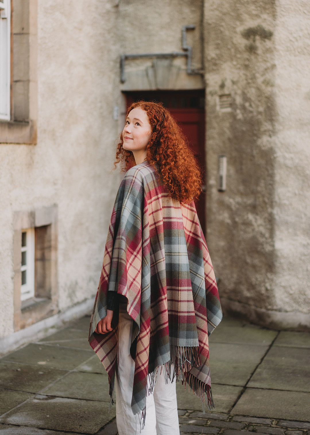 Lambswool serape in the Auld Scotland tartan.
