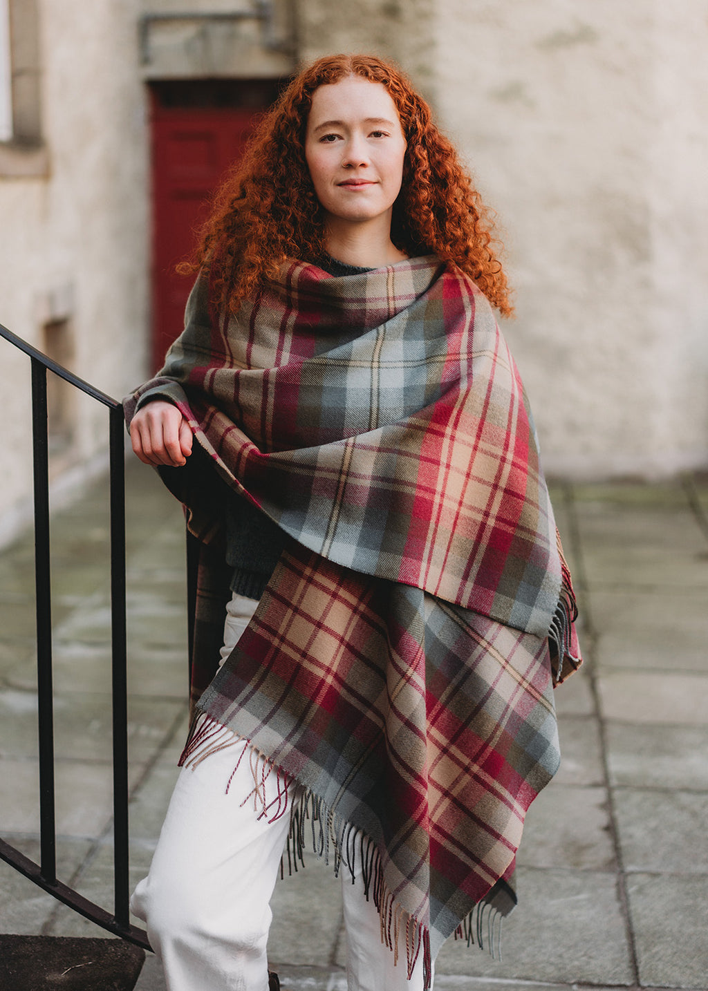 Lambswool serape in the Auld Scotland tartan.